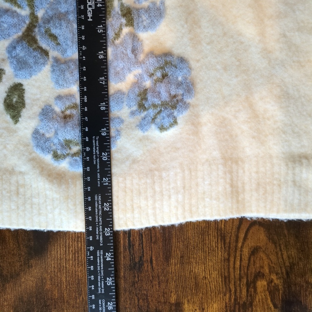 Ted Baker London Womens Floral Intarsia Knit Sweater Cream Blue Wool Alpaca M - Picture 7 of 8